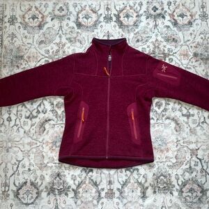 ARC’TERYX Womens Fleece Polartec Full Zip Jacket- Small (Berry-orange pulls)